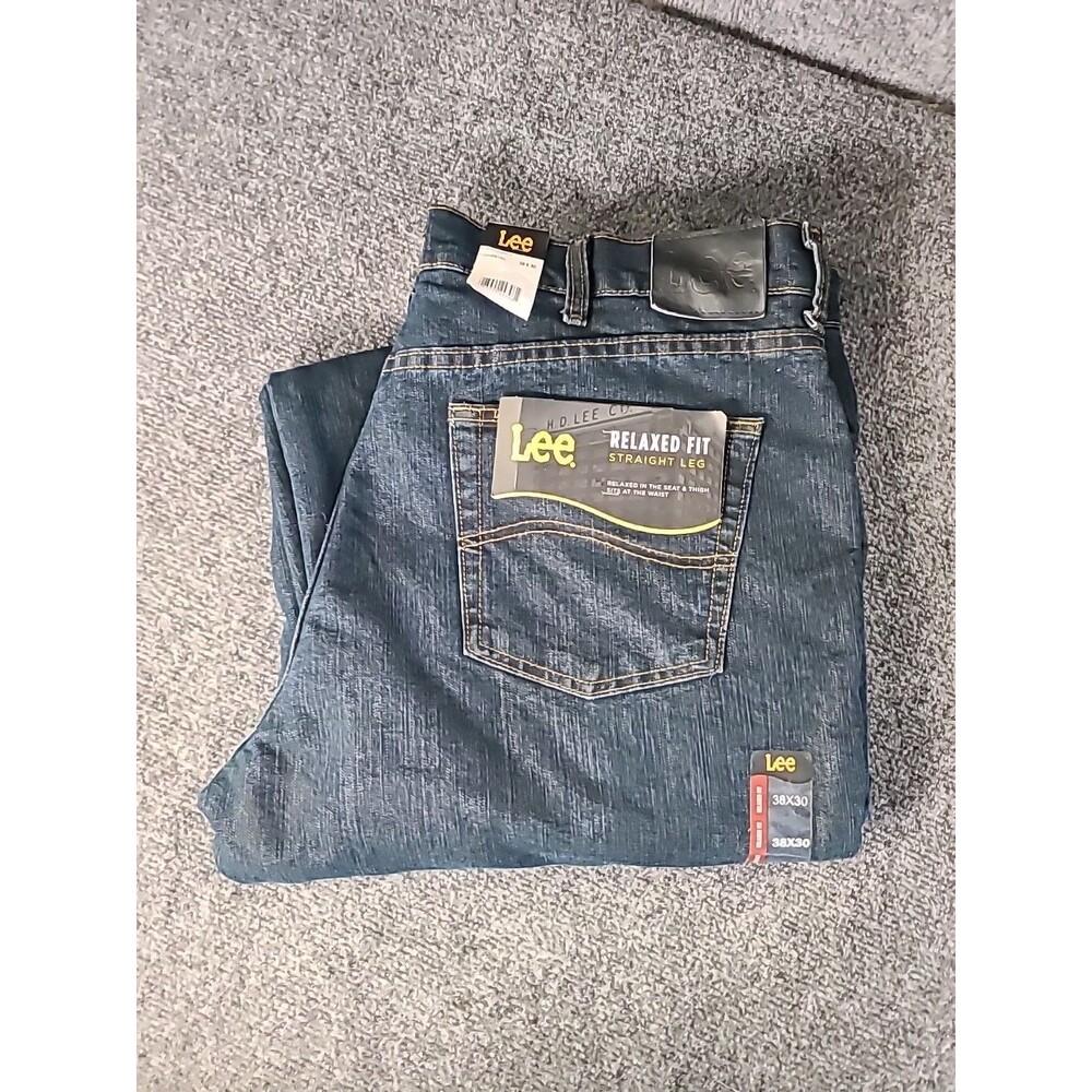 NWT Lee Relaxed Fit Fleece Lined Straight Leg Jeans Men's 38x30 Black Quartz